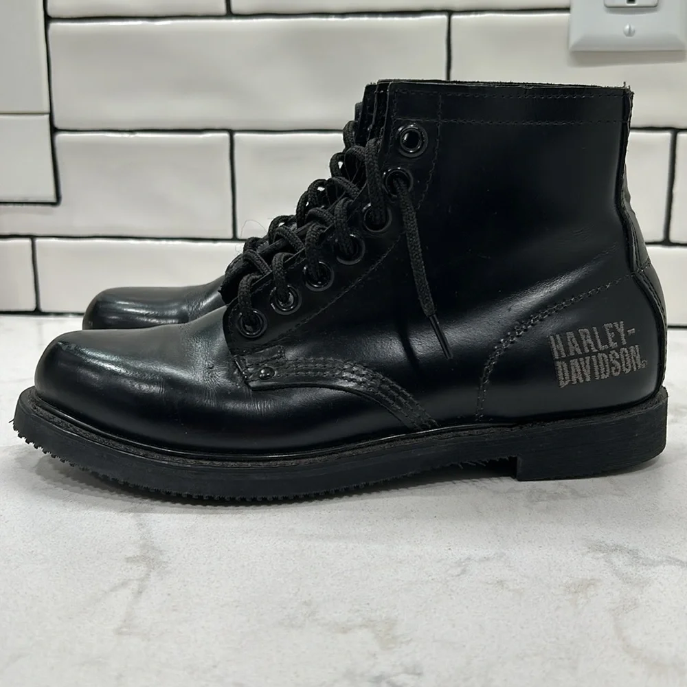 Vintage Harley Davidson Men’s Leather Lace Up Boots Made in the USA Biker Size 8